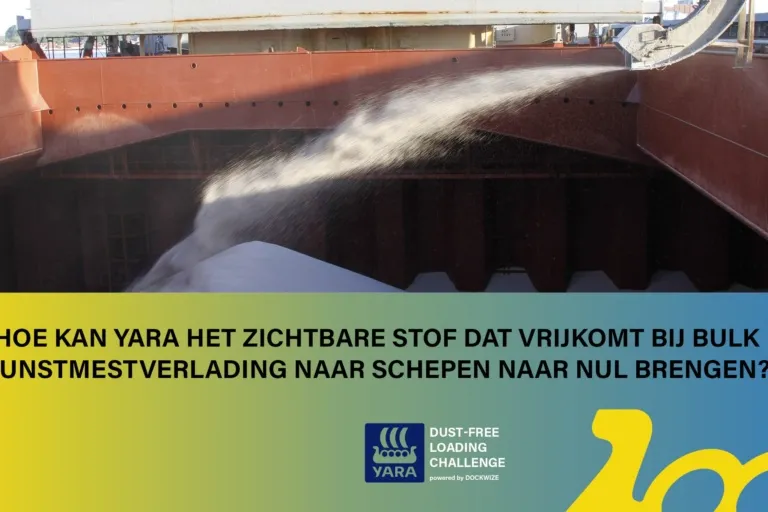 Stof tijdens het verladen van kunstmest bij Yara, met de oorspronkelijke challengevraag