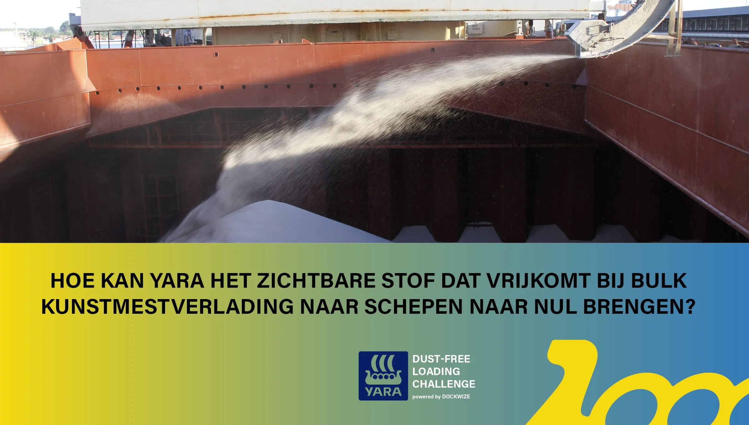 Stof tijdens het verladen van kunstmest bij Yara, met de oorspronkelijke challengevraag