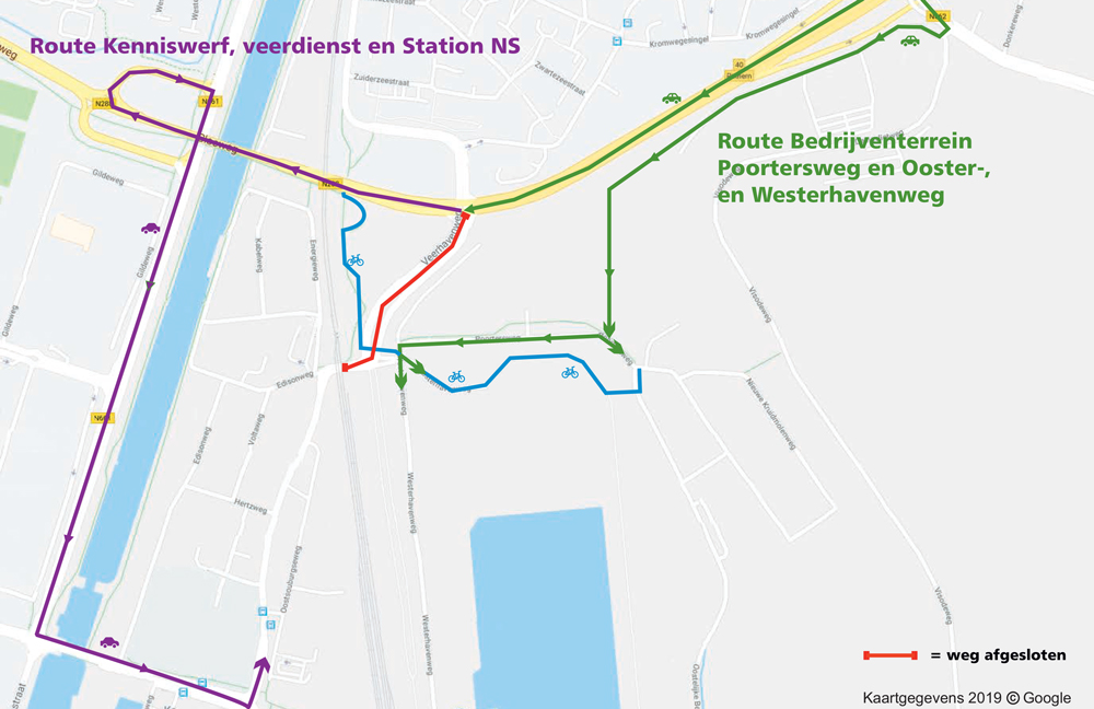 Kaart afsluiting Veerhavenweg 9 19 oktober 2019 01
